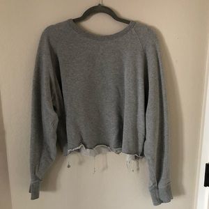 Madewell Grey Raw Edge Crewneck Sweatshirt